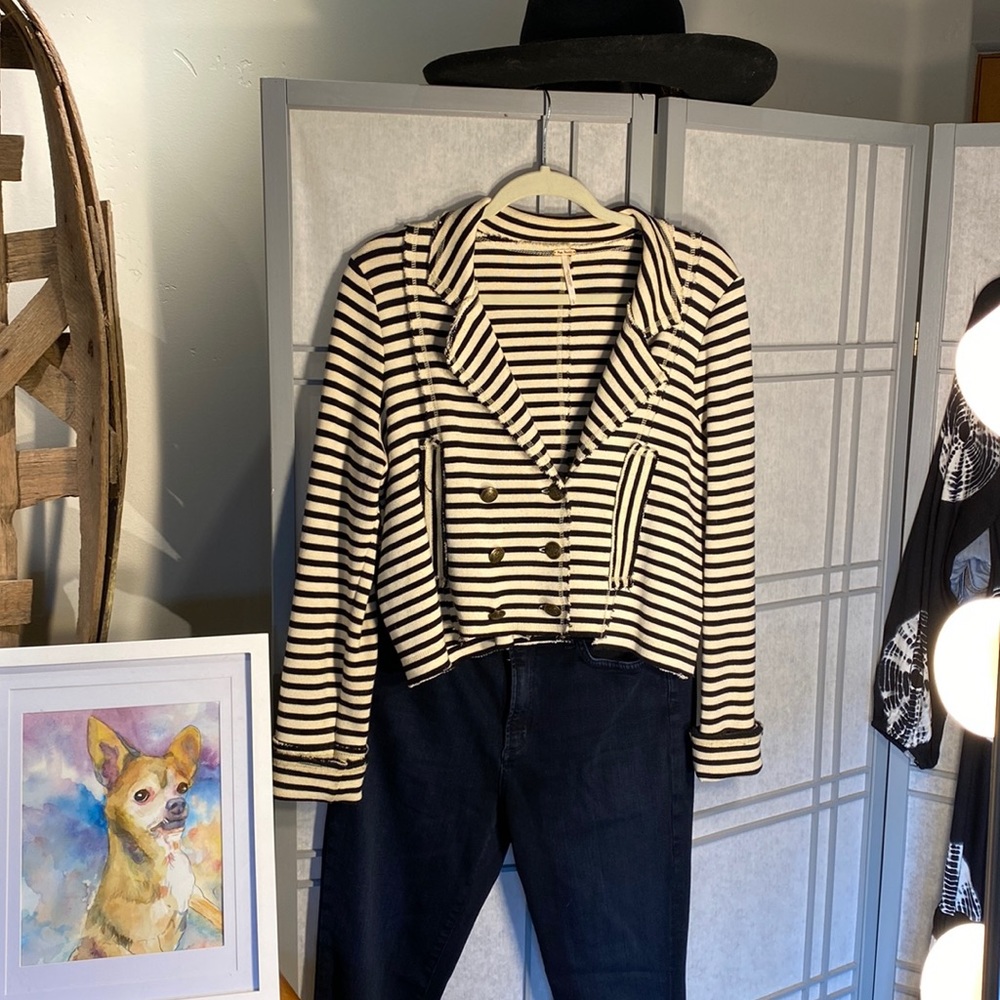 Free people raw edge cropped jacket